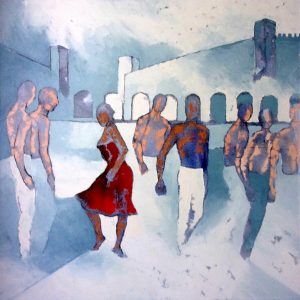 Femme est une peinture de Corinne Malfreyt, inspiré par Pina Bausch.