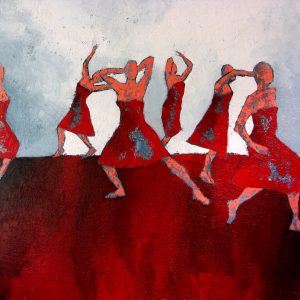 La danse sacrée est une peinture de Corinne Malfreyt inspirée par Pina Bausch.