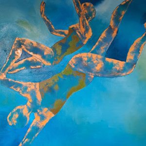 Aquatique est une peinture de Corinne Malfreyt, inspirée par le mouvement.