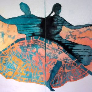 Reine en Seine est une peinture de Corinne Malfreyt inspirée par Reine de Paris.