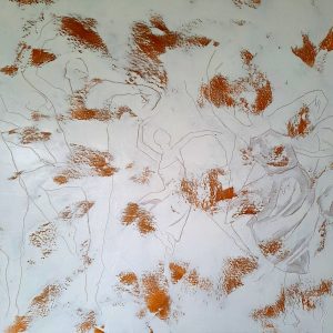 La grande parade blanche est une peinture de Corinne Malfreyt inspirée par Pina Bausch.
