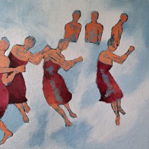 La vague Magenta est une peinture de Corinne Malfreyt inspirée par Pina Bausch.