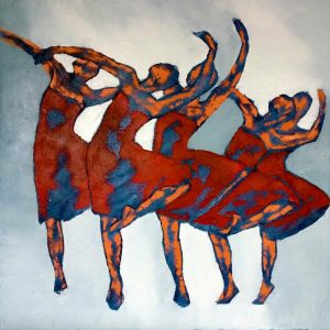 Arabesques est une peinture de Corinne Malfreyt inspirée par Pina Bausch.