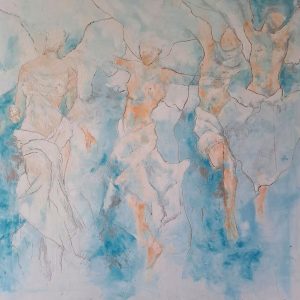 La nouvelle Samothrace est une peinture de Corinne Malfreyt inspirée par La victoire de Samothrace au Louvre.