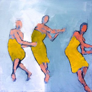 La vague jaune est une peinture de Corinne Malfreyt inspirée par Pina Bausch.
