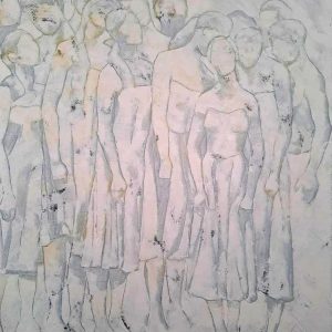 Amitiés est une peinture de Corinne Malfreyt, blanc sur blanc.