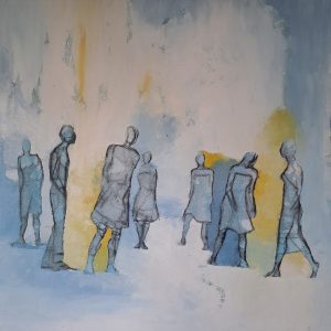 Regards est une peinture de Corinne Malfreyt inspirée par Pina Bausch.