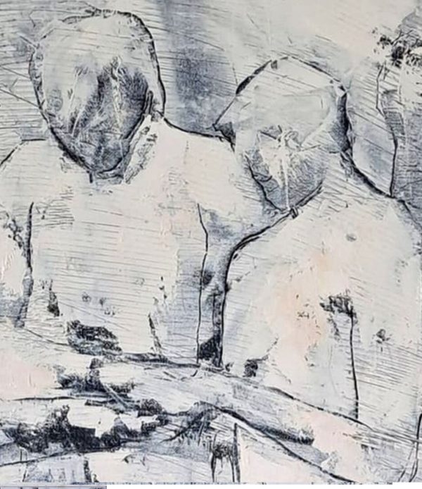 Détail de la peinture Nous de Corinne Malfreyt inspirée par Christian Spuck.